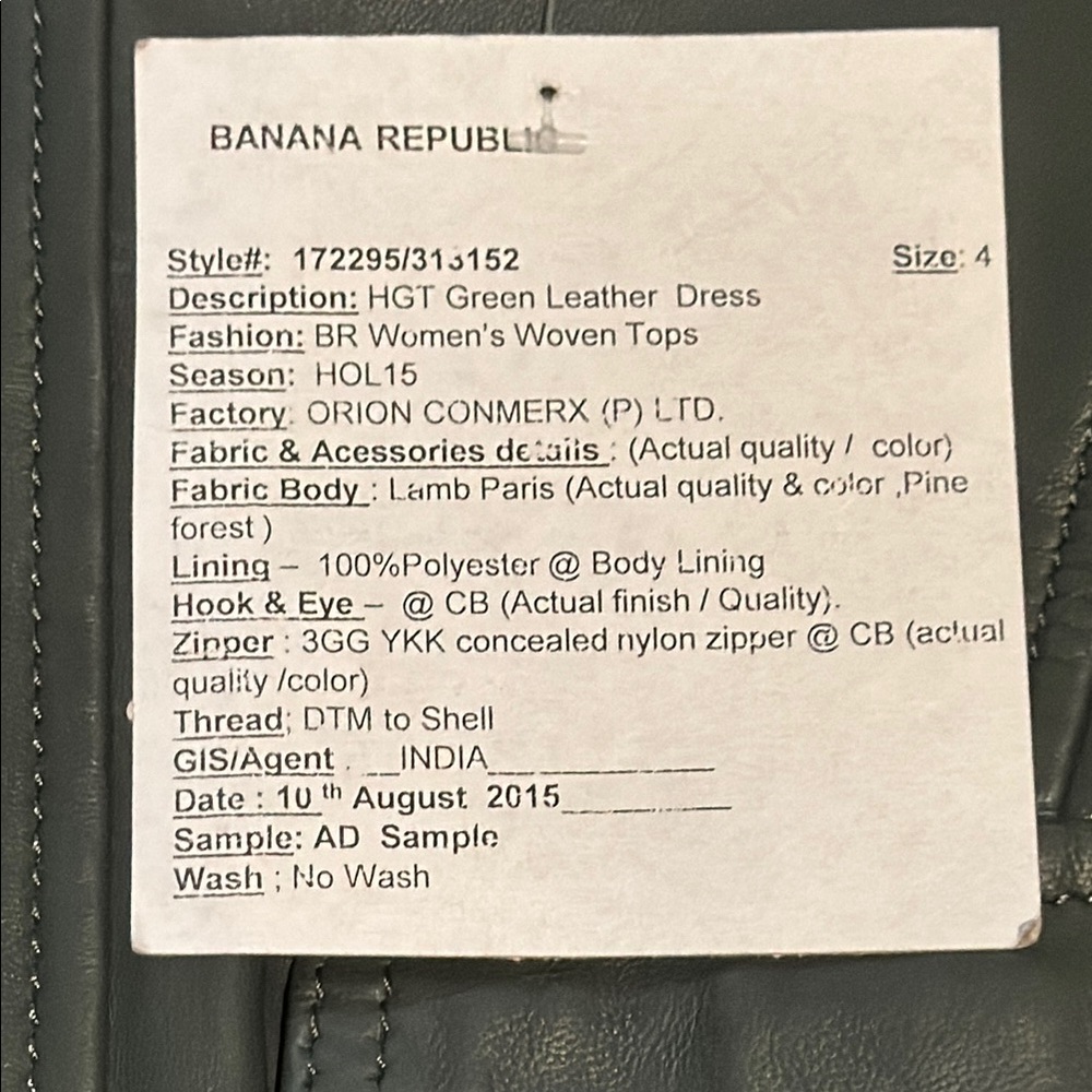 Banana Republic Heritage Collection Green Leather Dress Size 4 - Picture 4 of 8